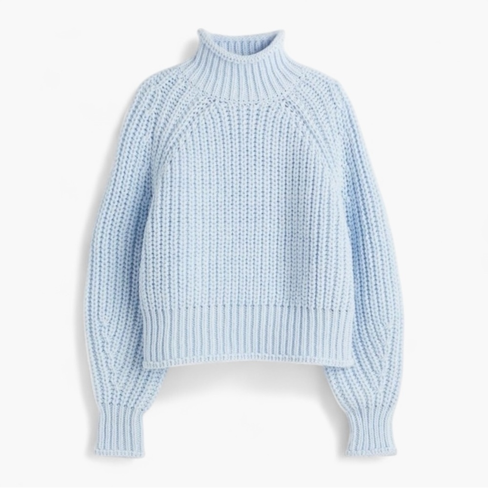 H&M Sky Blue Wool Blend Cowl Neck Sweater Size S – Cozy Winter Knit